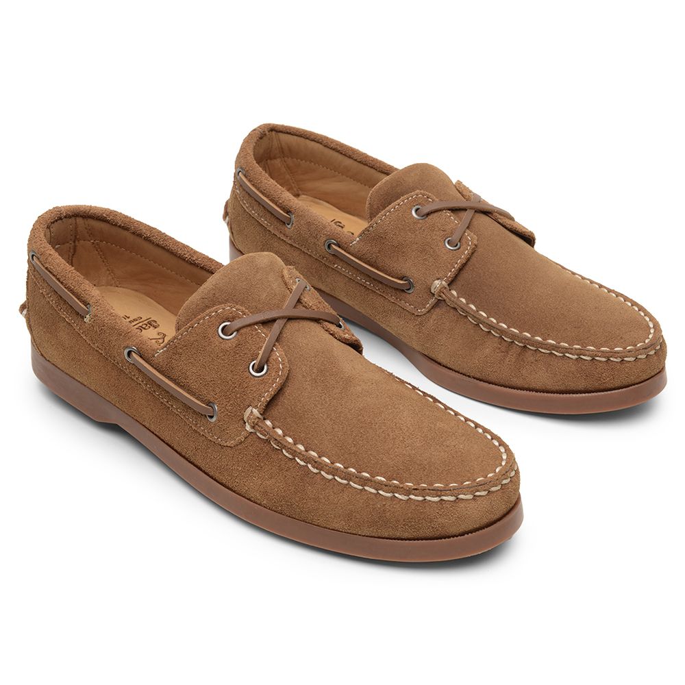 Mocassim Sider Casual Masculino de Couro Camurça Caramelo 3587