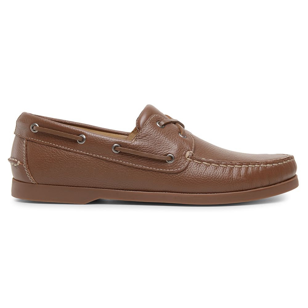 Mocassim Sider Casual Masculino de Couro Floater Caramelo 3587