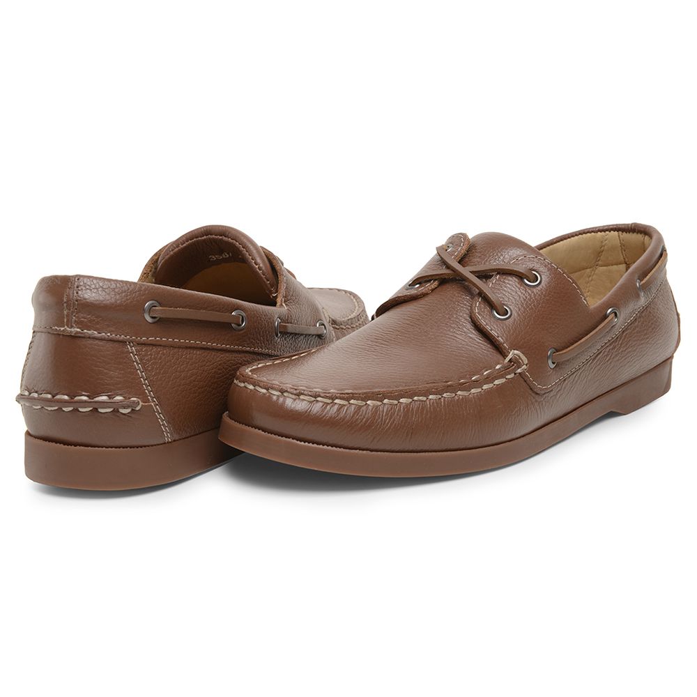 Mocassim Sider Casual Masculino de Couro Floater Caramelo 3587