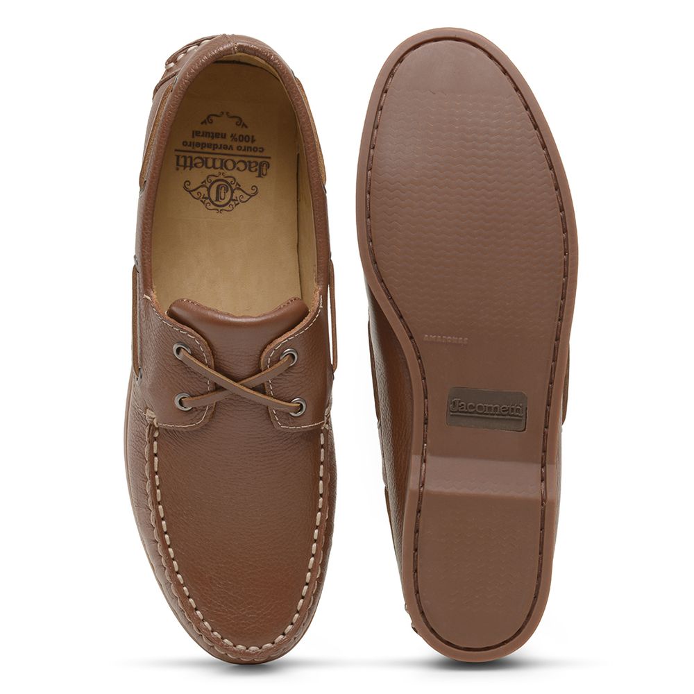 Mocassim Sider Casual Masculino de Couro Floater Caramelo 3587