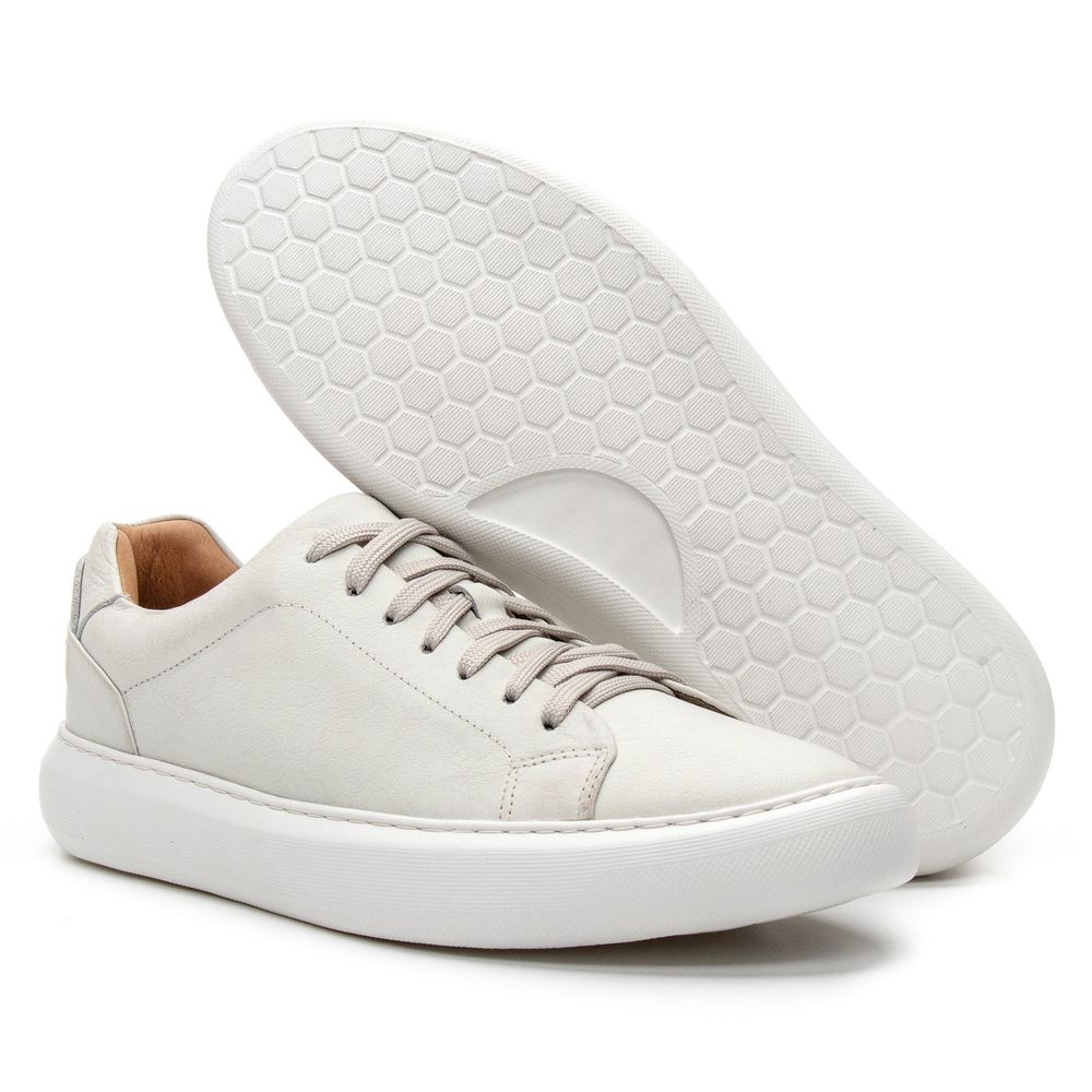 Tênis Casual Couro Off White