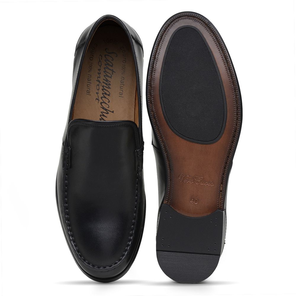 Mocassim Argentino Masculino de Couro Preto 4303
