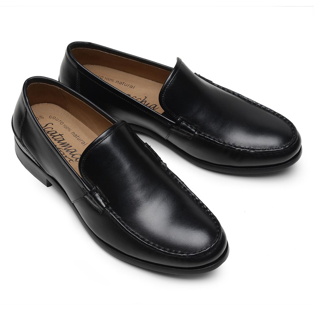 Mocassim Argentino Masculino de Couro Preto 4303