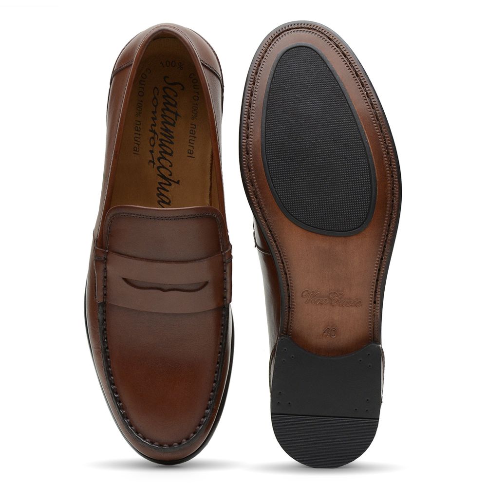 Mocassim Argentino Masculino de Couro Havana 4304