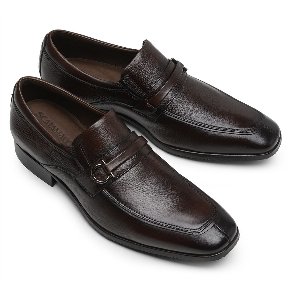 Sapato Scatamacchia Masculino de Couro Café 7100