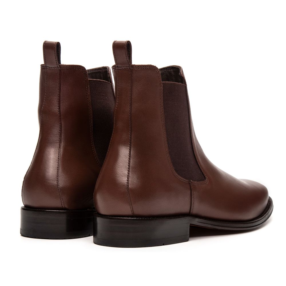 Bota Social Masculina Chelsea Torino em Couro Castanho