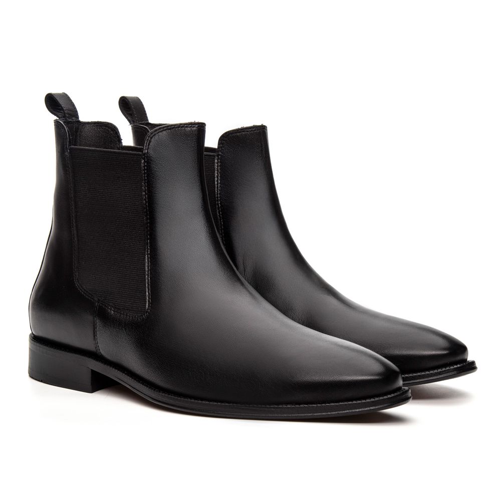 Bota Social Masculina Chelsea Torino em Couro Preta