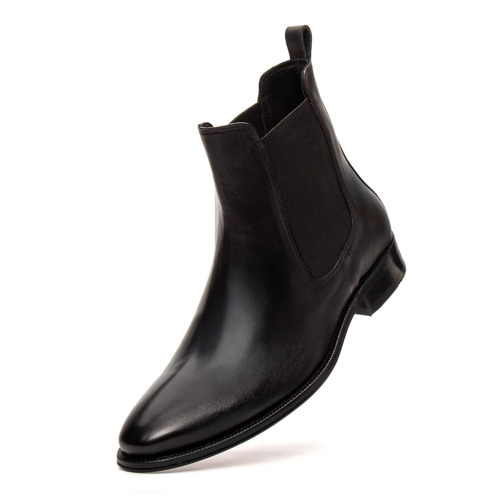 Bota Social Masculina Chelsea Torino em Couro Preta