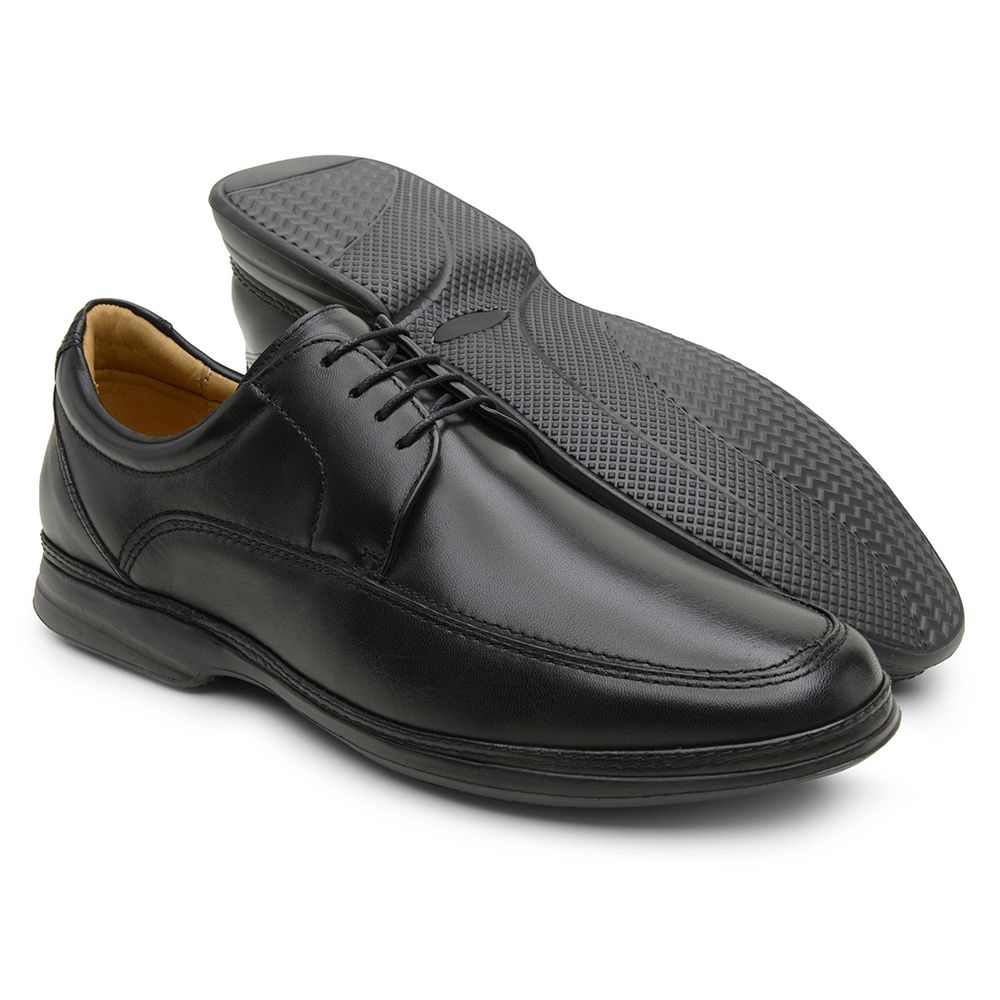Sapato Casual Ultra-leve de Amarrar Preto 8351