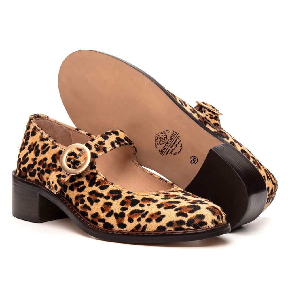 Sapato Boneca Camellia Pelo Animal Print