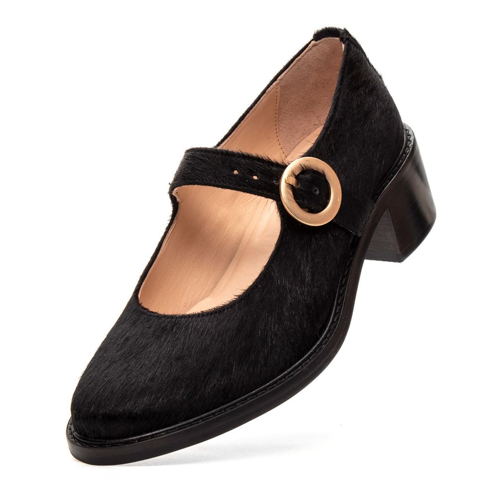 Sapato Boneca Camellia Pelo Preto