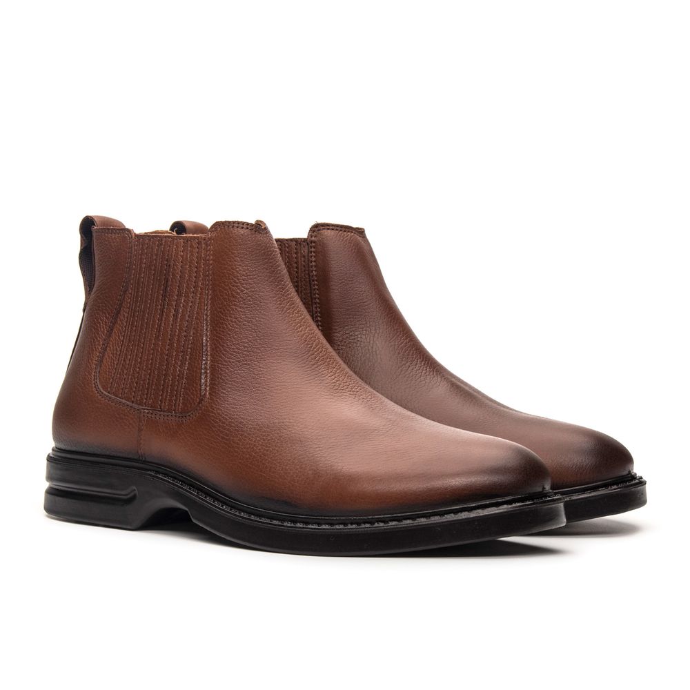 Bota Chelsea Masculina Siena de Couro Damasco