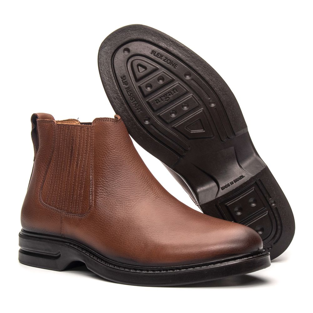 Bota Chelsea Masculina Siena de Couro Damasco