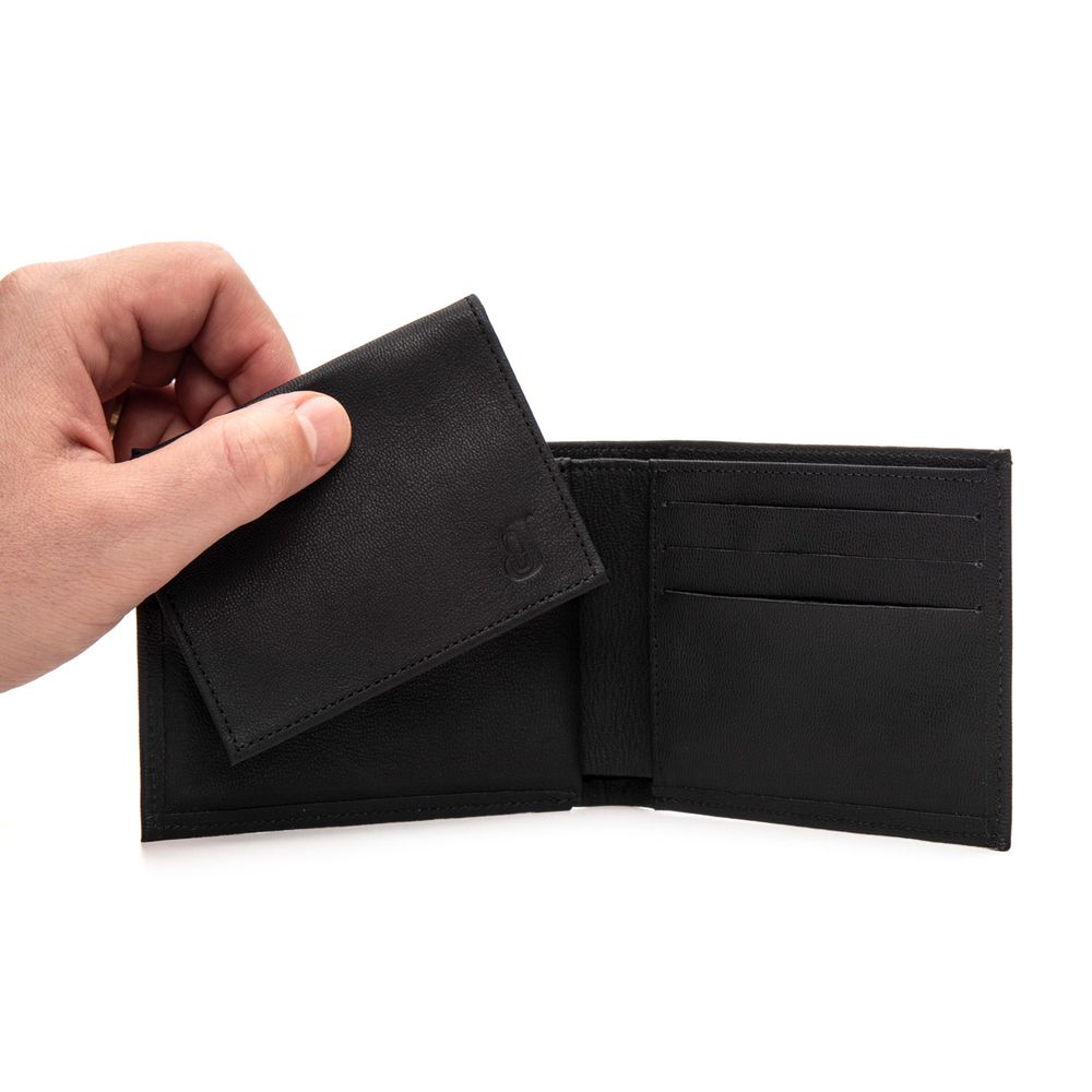 Carteira Masculina Lucca em Couro Preto – Carteira e Porta-Cartões 2 em 1