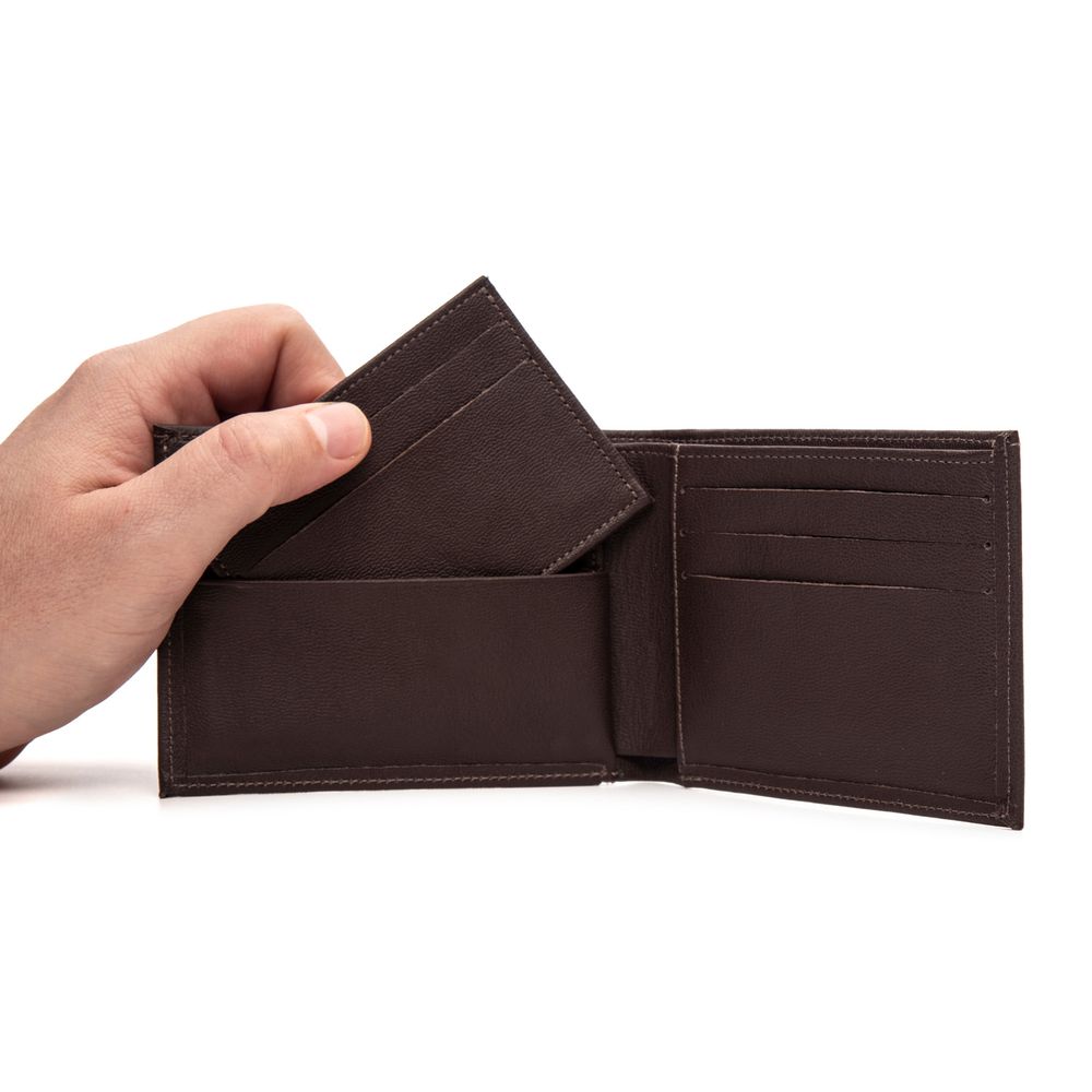 Carteira Masculina Dante em Couro – Carteira e Porta-Cartões 2 em 1 | Cor Café