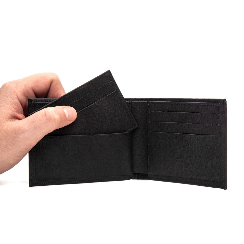 Carteira Masculina Dante em Couro Preto – Carteira e Porta-Cartões 2 em 1