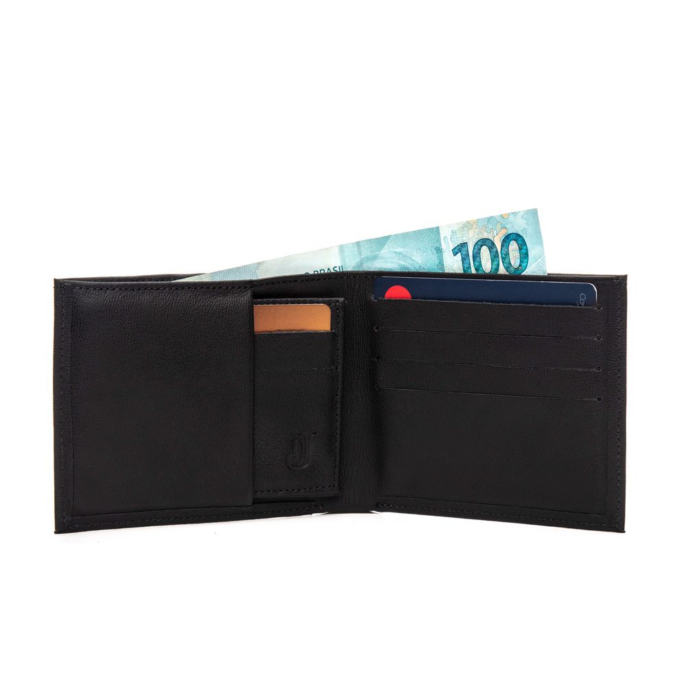 Carteira Masculina Gianni em Couro Preto – Carteira e Porta-Cartões 2 em 1