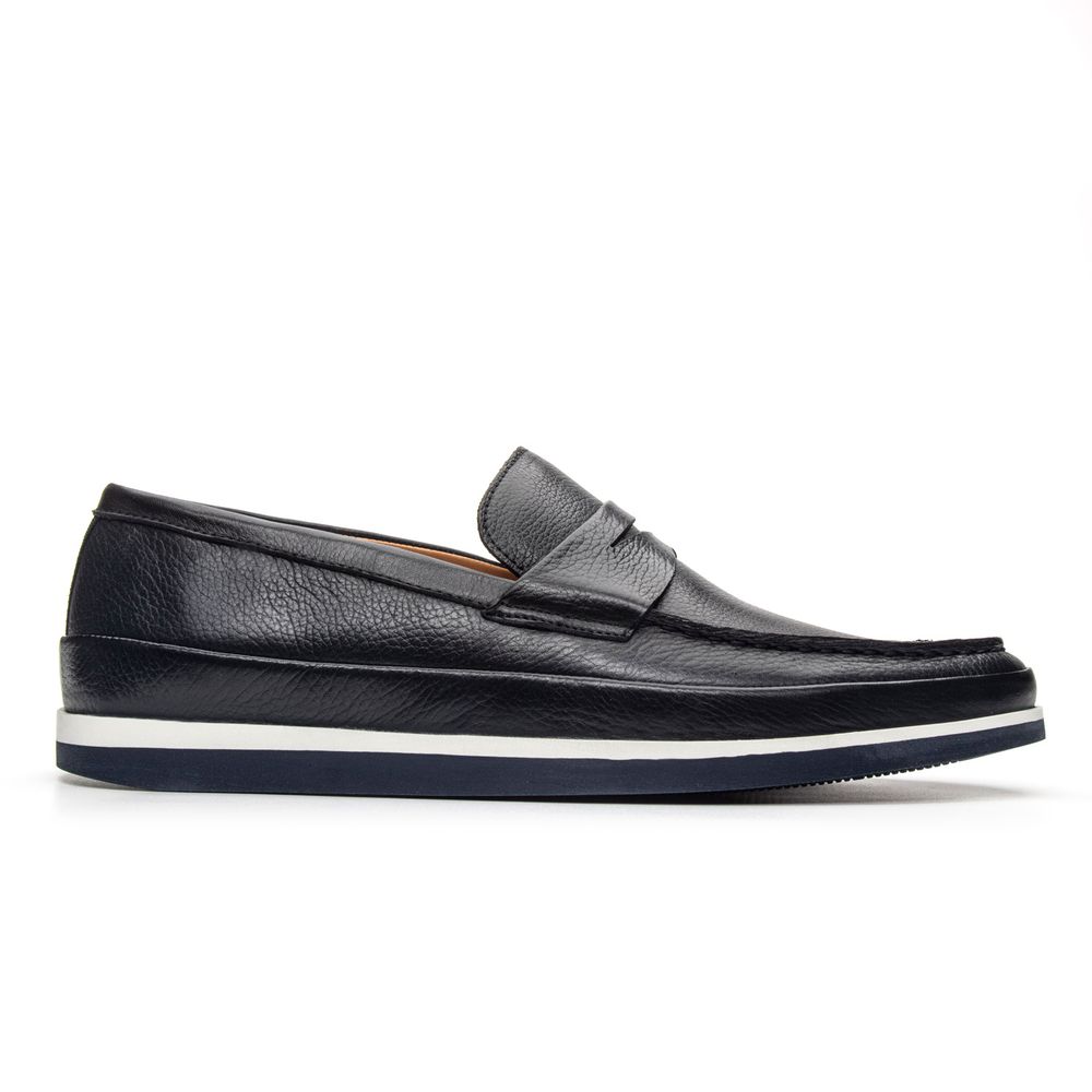 Sapato Loafer Pienza de Couro Marinho Escuro
