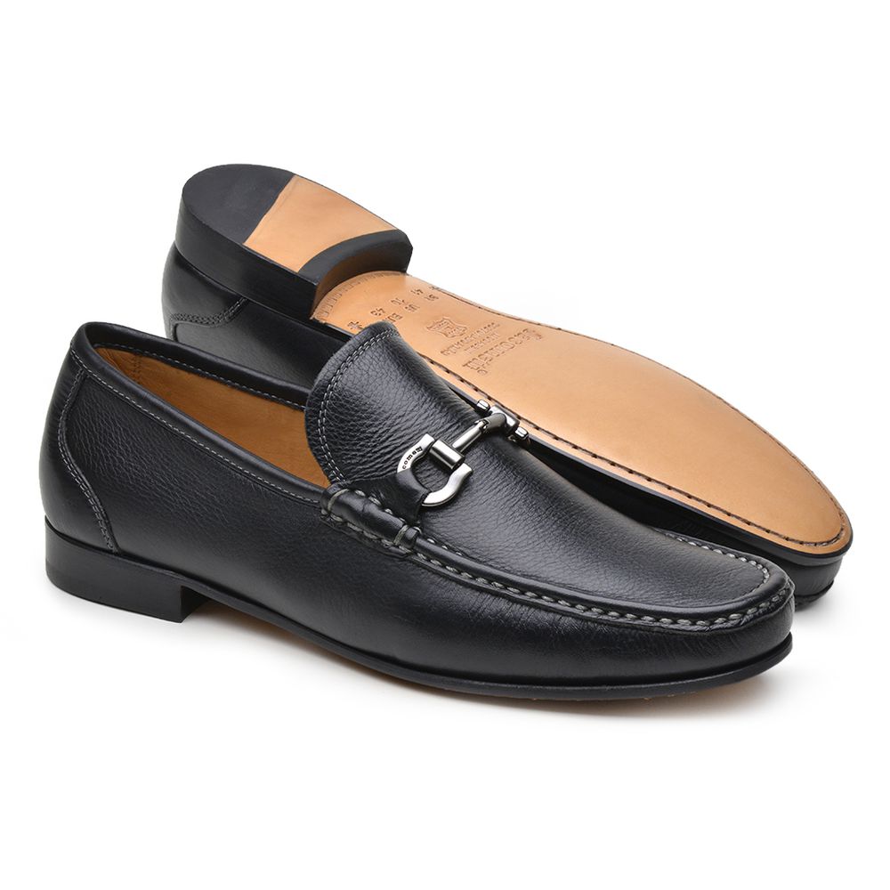 Mocassim Casual Masculino Preto Gf01 Solado De Couro