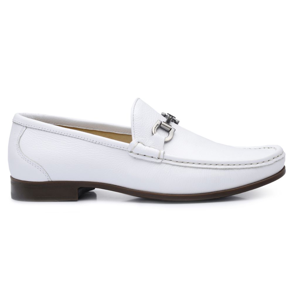 Mocassim Casual Branco GJ01 Solado De Borracha