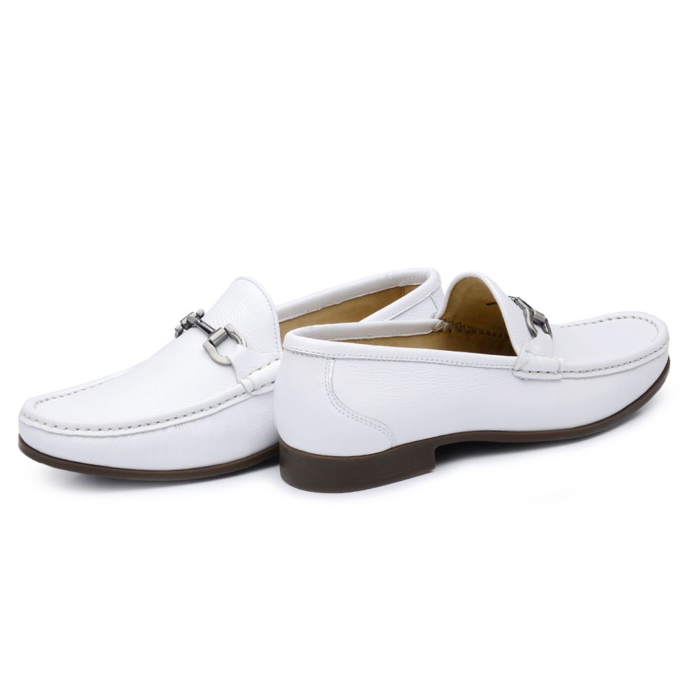 Mocassim Casual Branco GJ01 Solado De Borracha