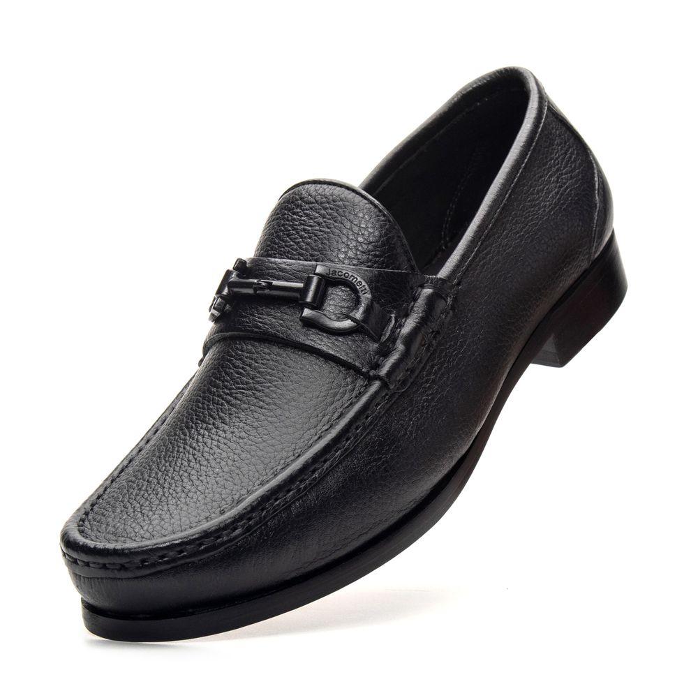 Mocassim Monaco Black Floater Solado de Couro