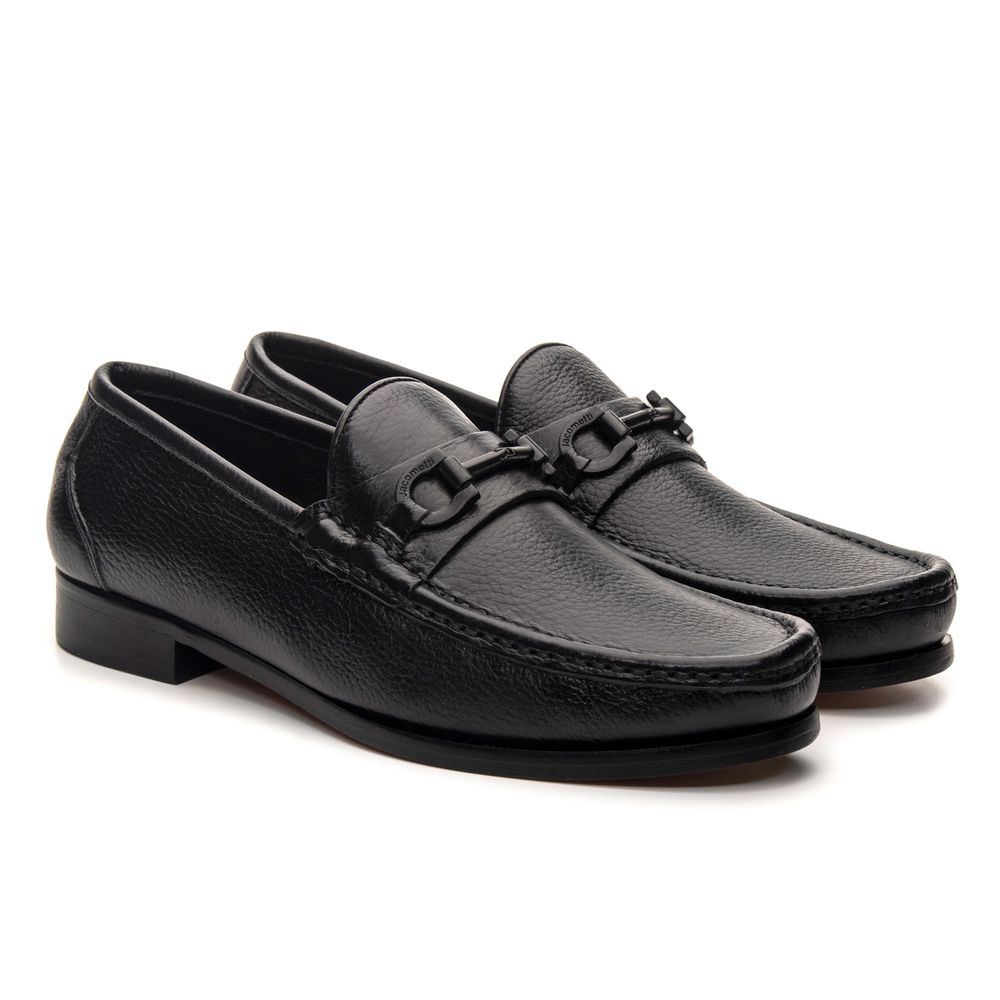 Mocassim Monaco Black Floater Solado de Couro