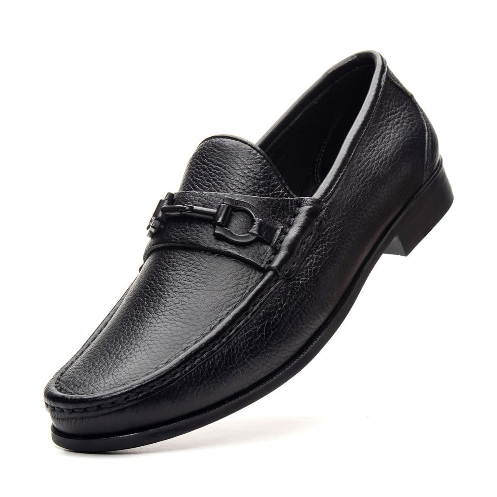 Mocassim Monaco Black Floater Solado de Borracha