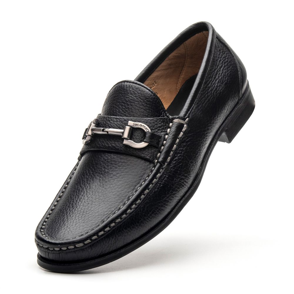 Mocassim Monaco Preto Floater Solado De Borracha