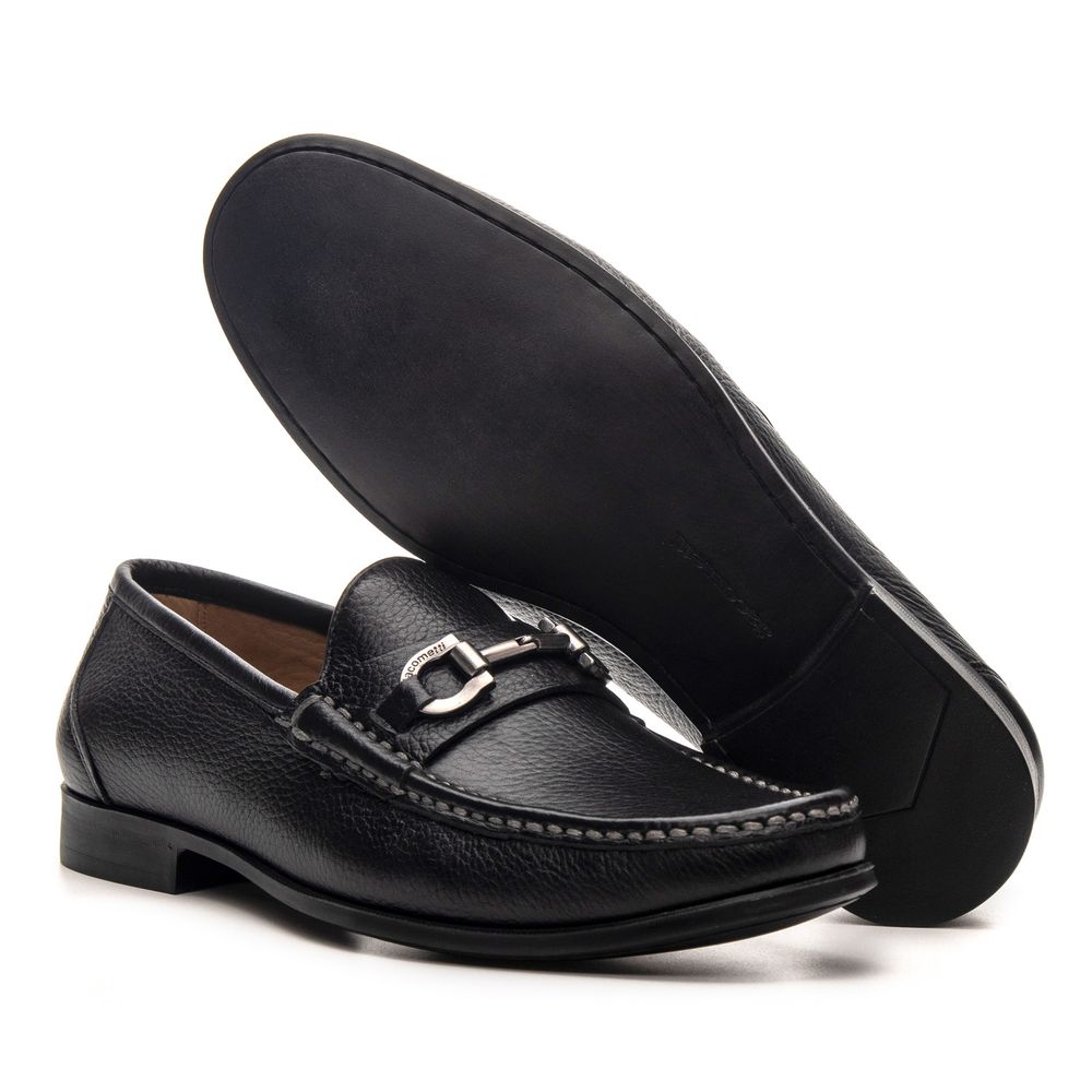 Mocassim Monaco Preto Floater Solado De Borracha