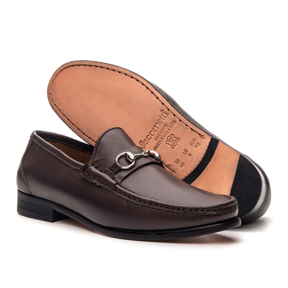 Mocassim Montalcino Café Solado de Couro 
