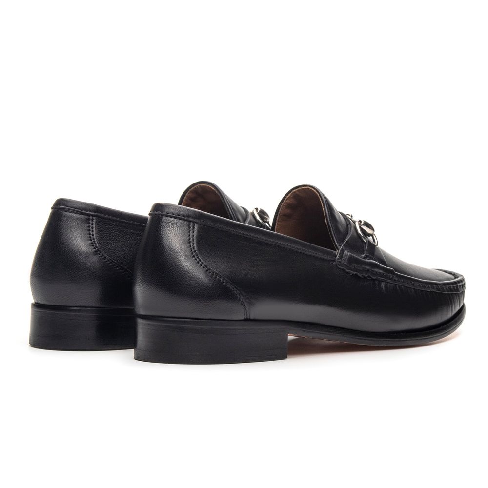 Mocassim Montalcino Preto Solado de Couro 