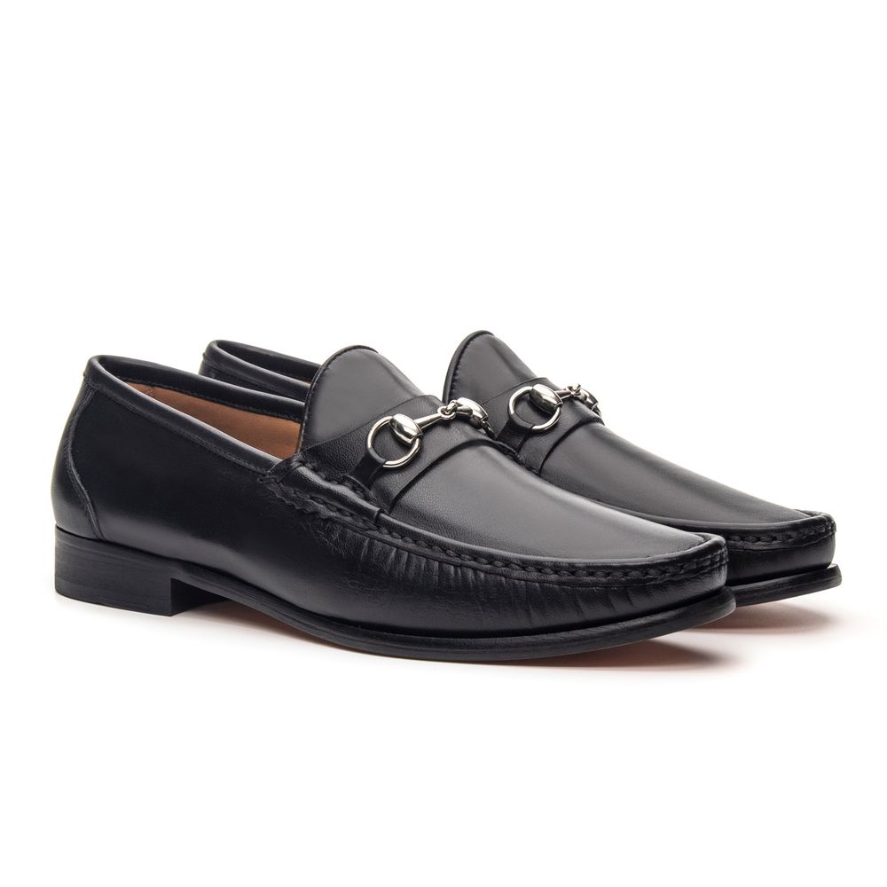 Mocassim Montalcino Preto Solado de Couro 