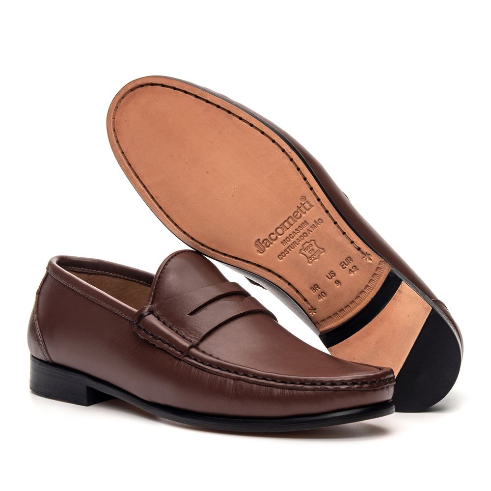 Mocassim Masculino Giacomo Capuccino Solado De Couro