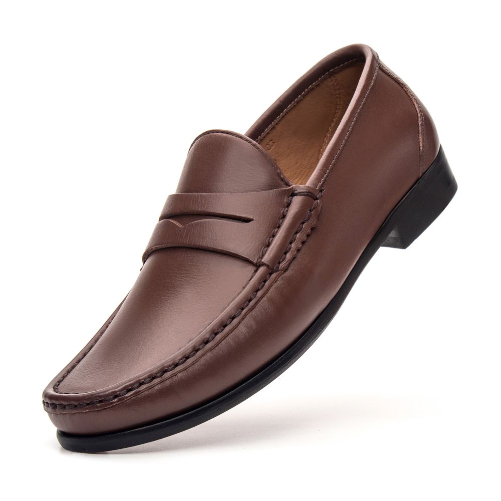 Mocassim Masculino Giacomo Capuccino Solado De Couro