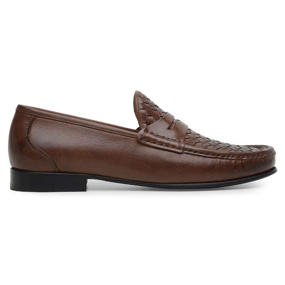 Mocassim Masculino de Couro Tressê Capuccino Gj03 Solado De Couro