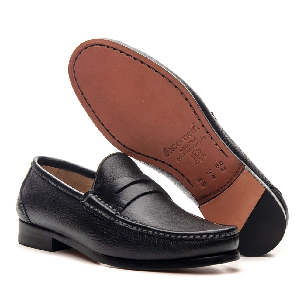 Mocassim Giacomo Preto Floater Solado de Couro