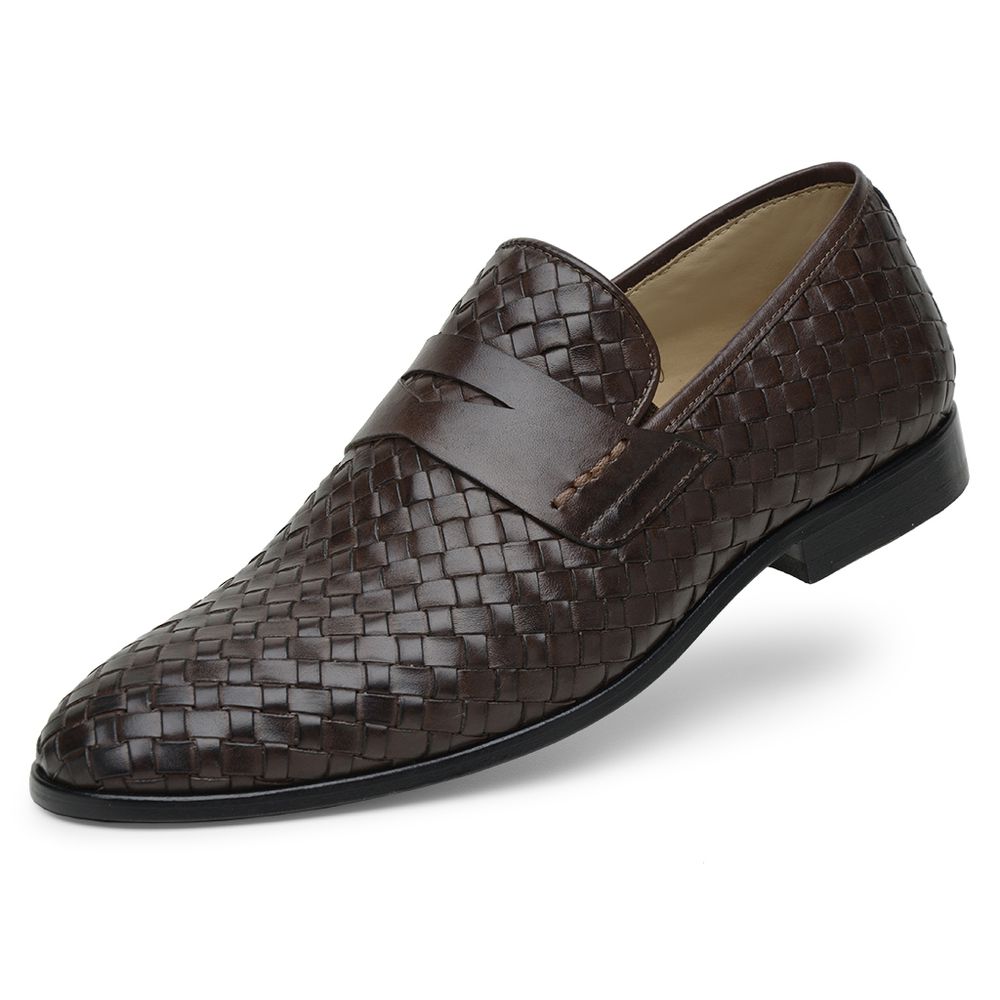 Mocassim Masculino Couro Tressê Chocolate GS03