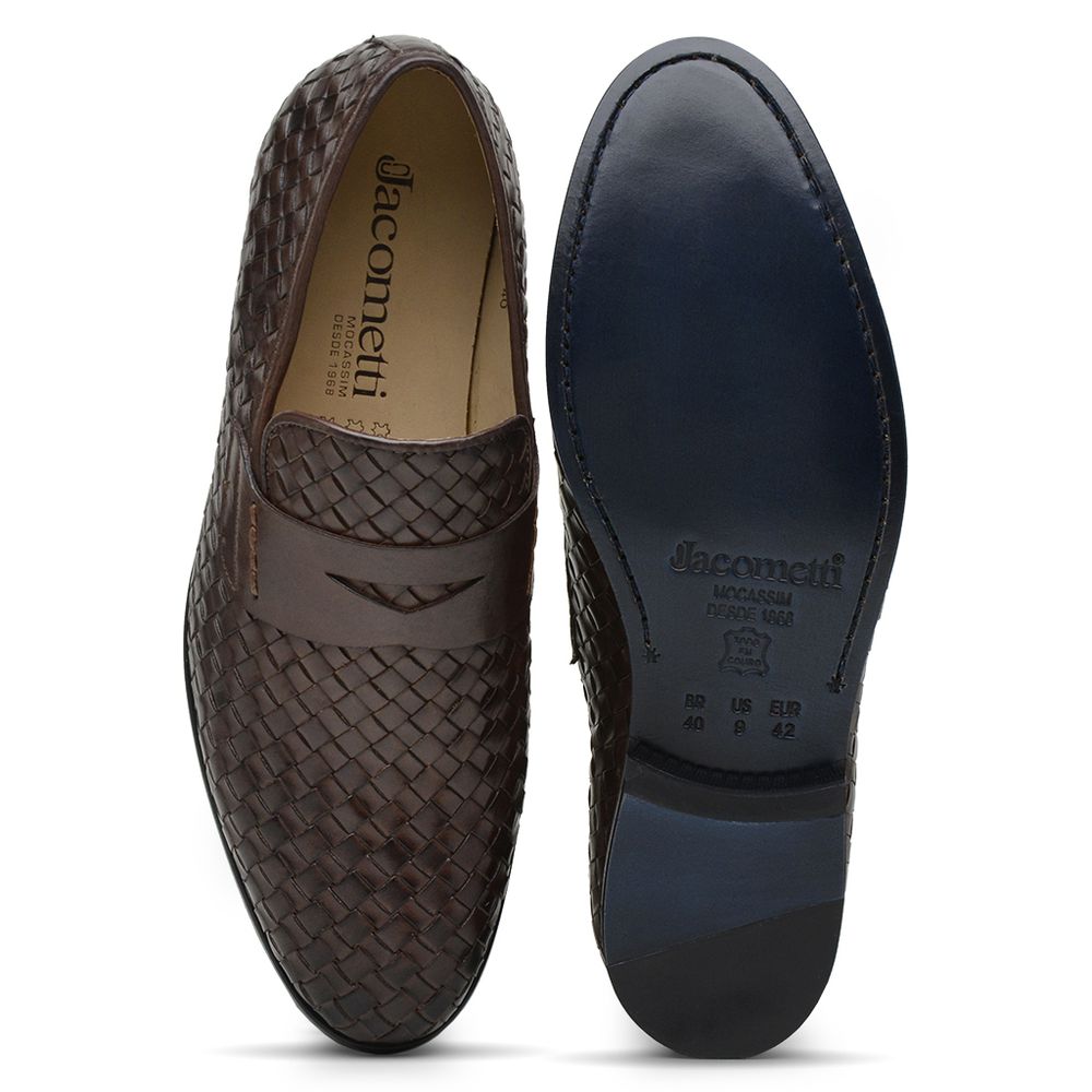 Mocassim Masculino Couro Tressê Chocolate GS03