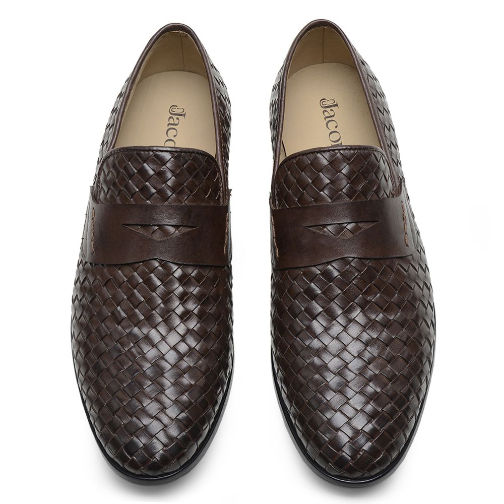 Mocassim Masculino Couro Tressê Chocolate GS03