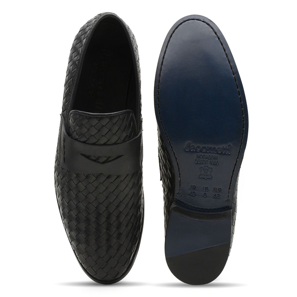 Mocassim Masculino Couro Tressê Preto GS03