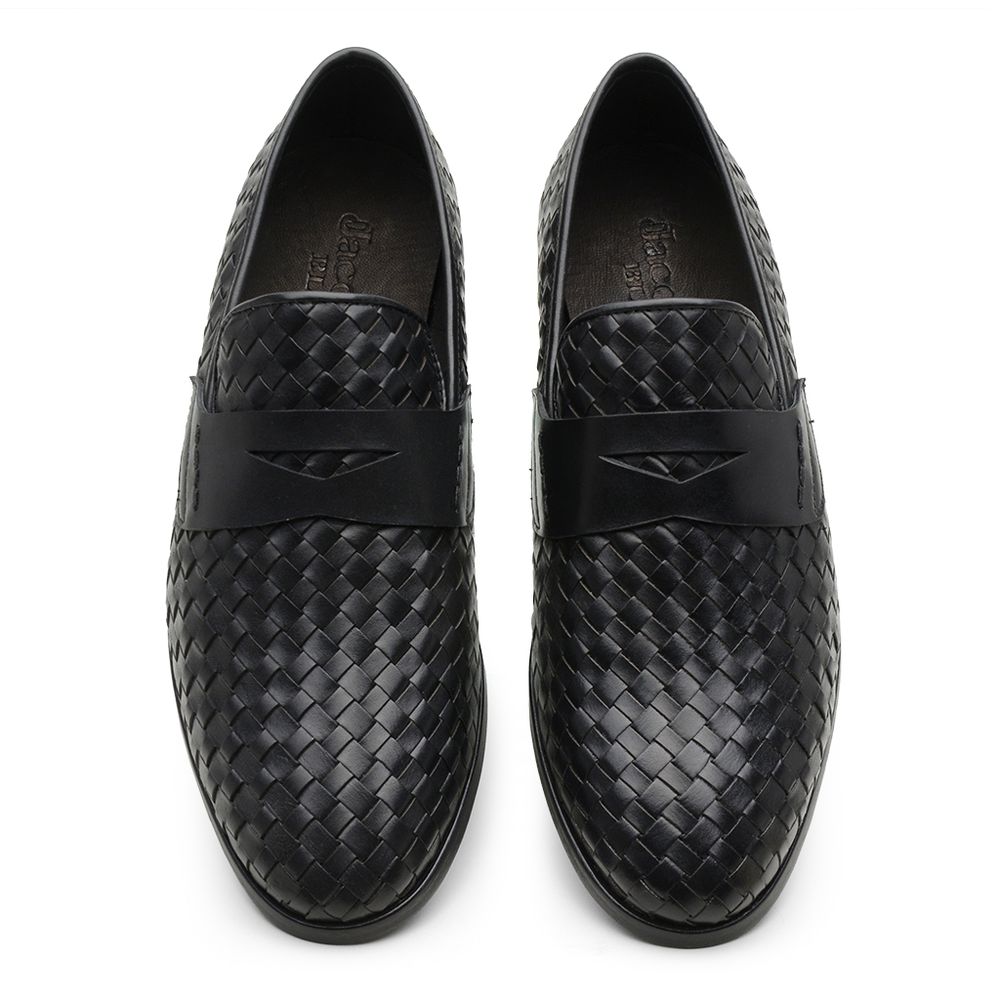 Mocassim Masculino Couro Tressê Preto GS03