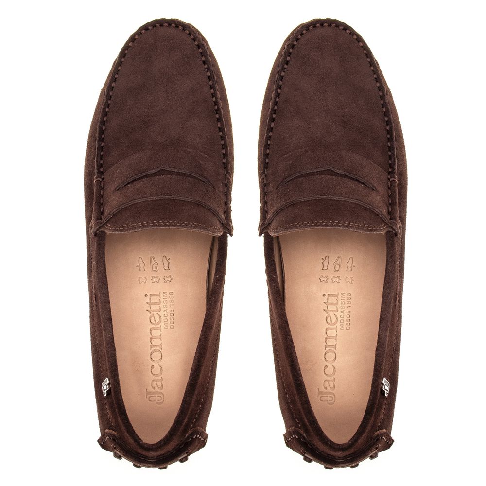 Mocassim Esportivo Masculino Drive Couro Camurça Chocolate | JACOMETTI