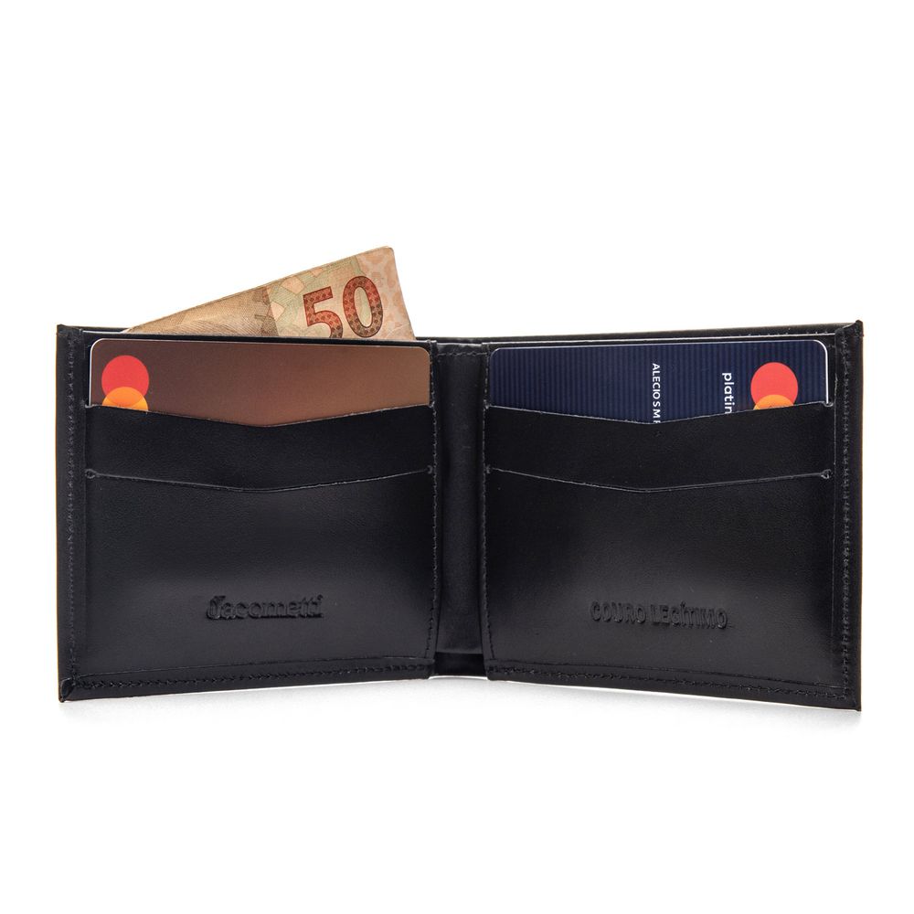 Carteira Masculina Porta Cartão de Couro 5015 Preta