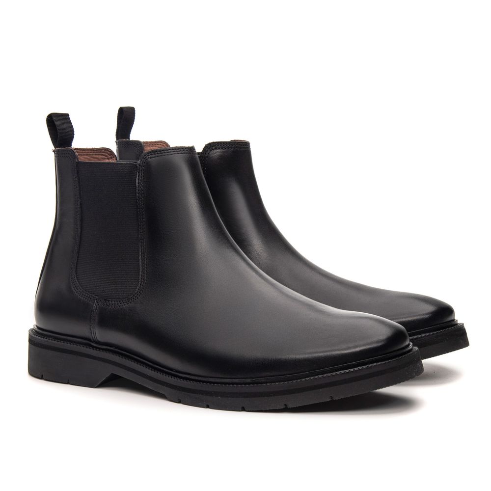 Bota Chelsea Montoro Masculina de Couro Preto