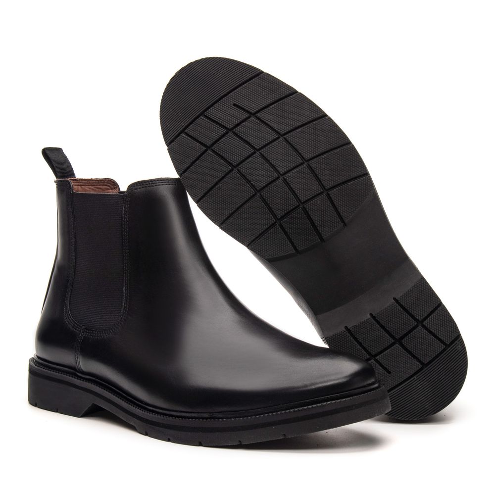 Bota Chelsea Montoro Masculina de Couro Preto