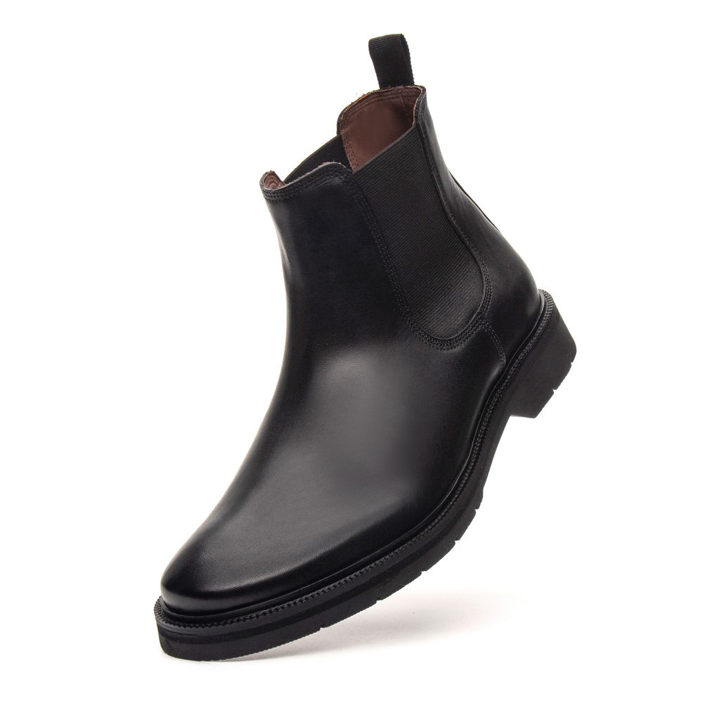 Bota Chelsea Montoro Masculina de Couro Preto