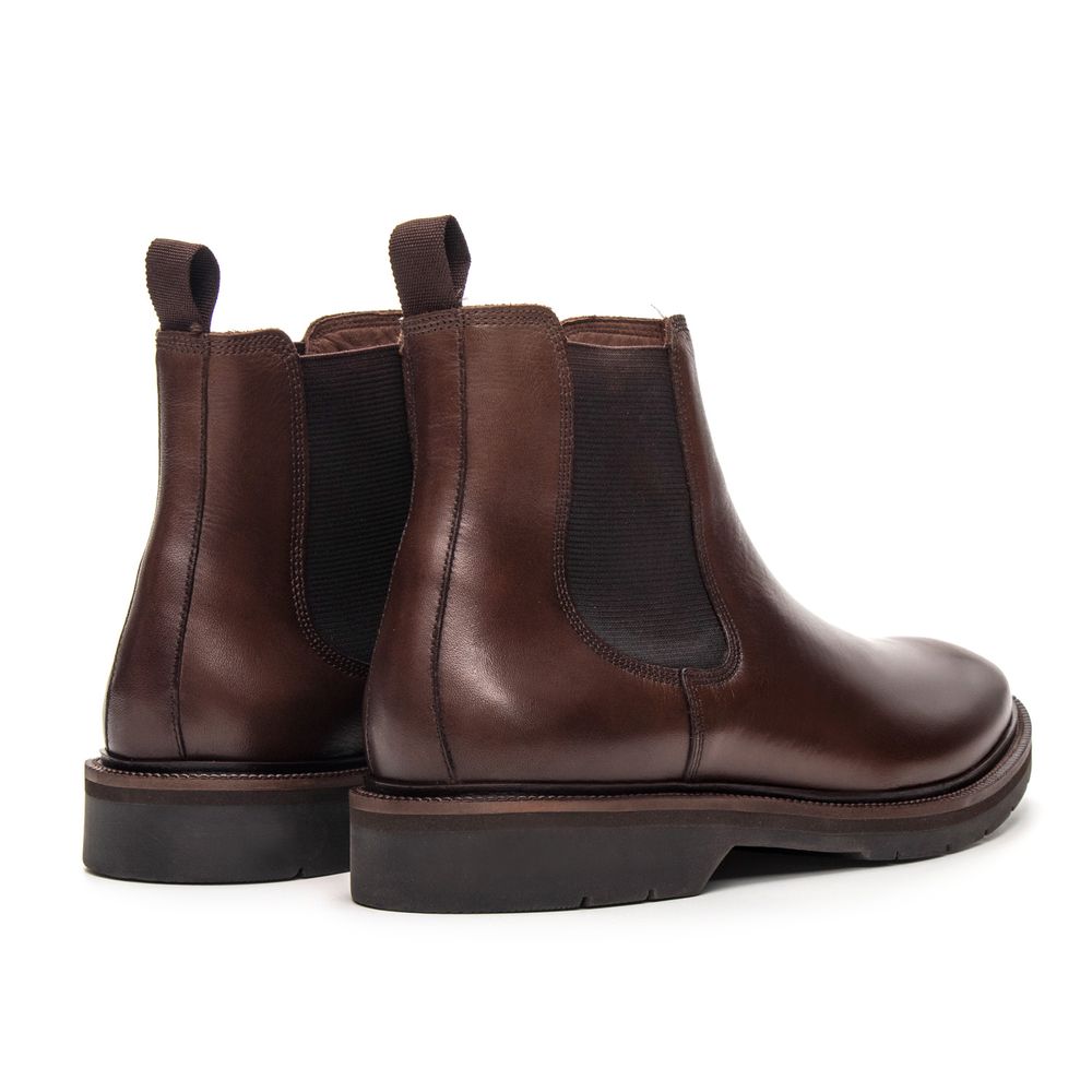 Bota Chelsea Montoro Masculina de Couro Castanho