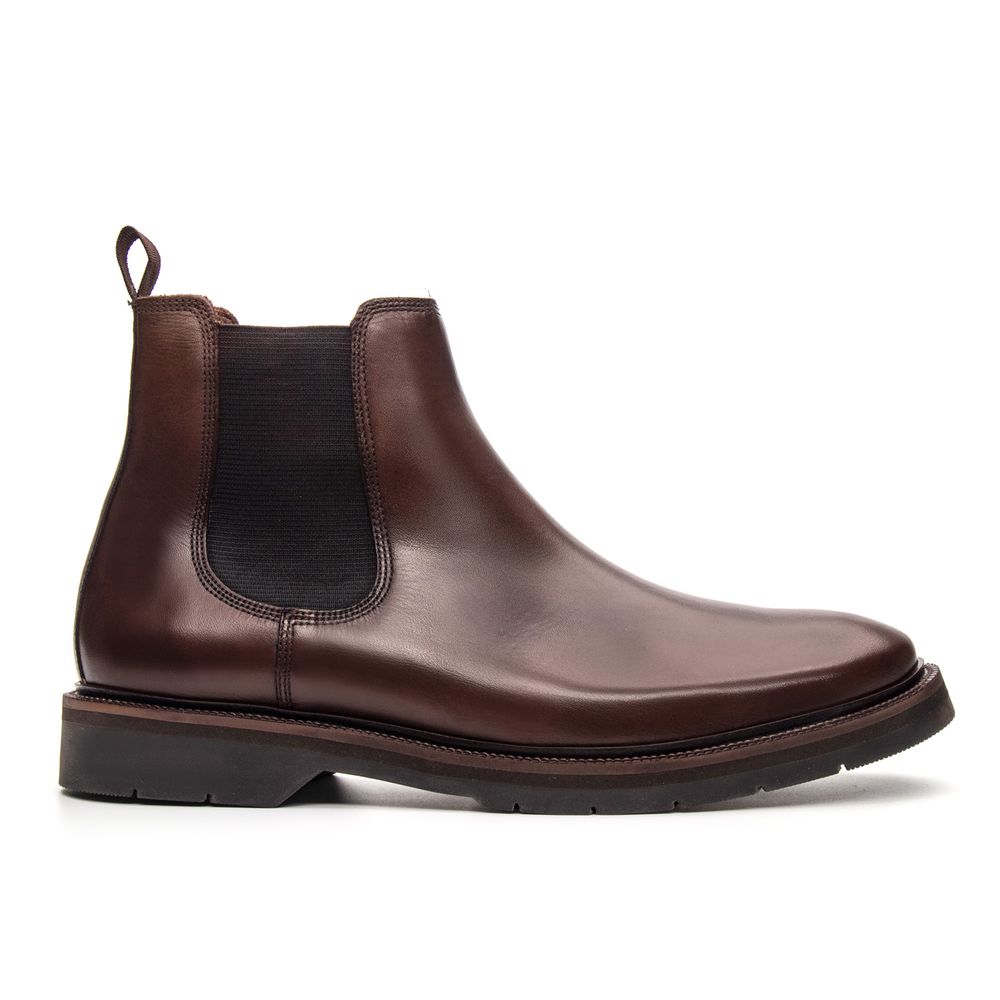 Bota Chelsea Montoro Masculina de Couro Castanho