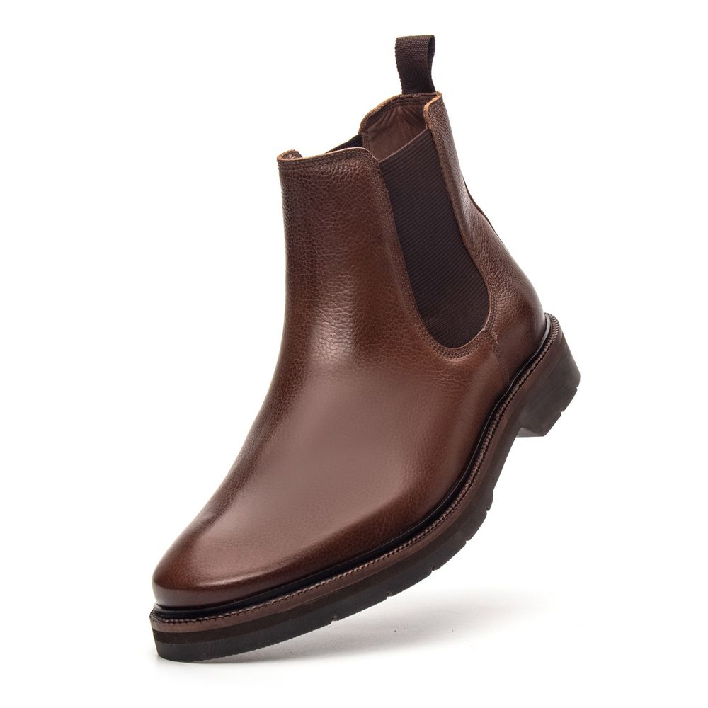 Bota Chelsea Montoro Masculina de Couro Tan
